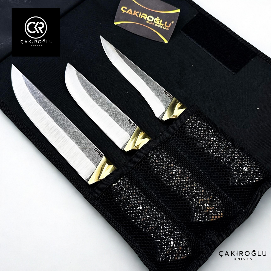 Handcrafted Custom-made VİP Premium 3-Piece Knife Set With Bag