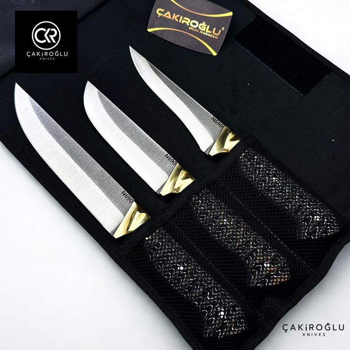 Handcrafted Custom-made VİP Premium 3-Piece Knife Set With Bag