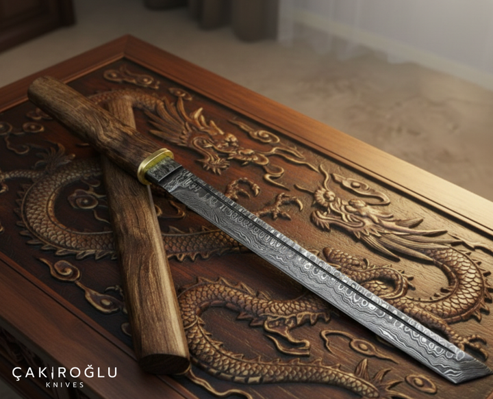 Handmade Damascus Steel Katana: Real Samurai Sword, Wakizashi Sword