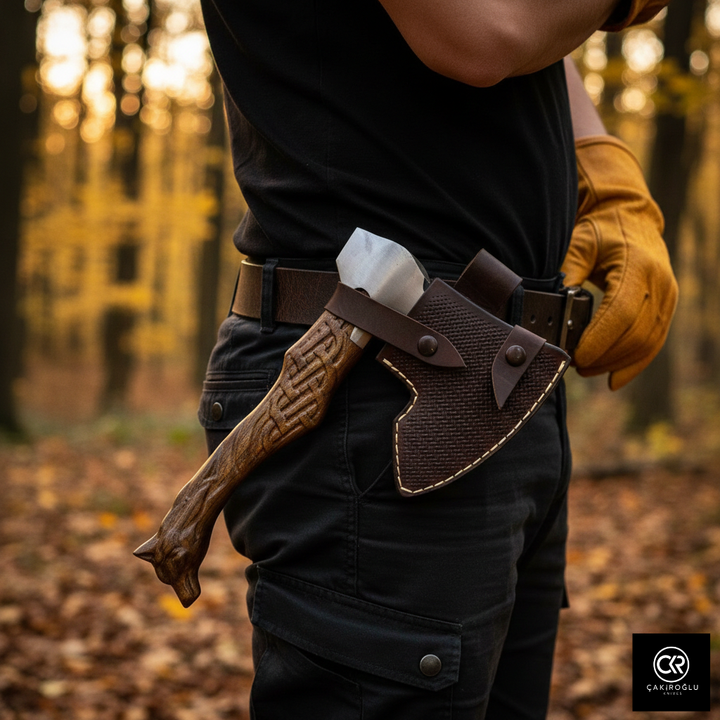 Specially Handworked Wolf Head Design Handmade Camping Axe