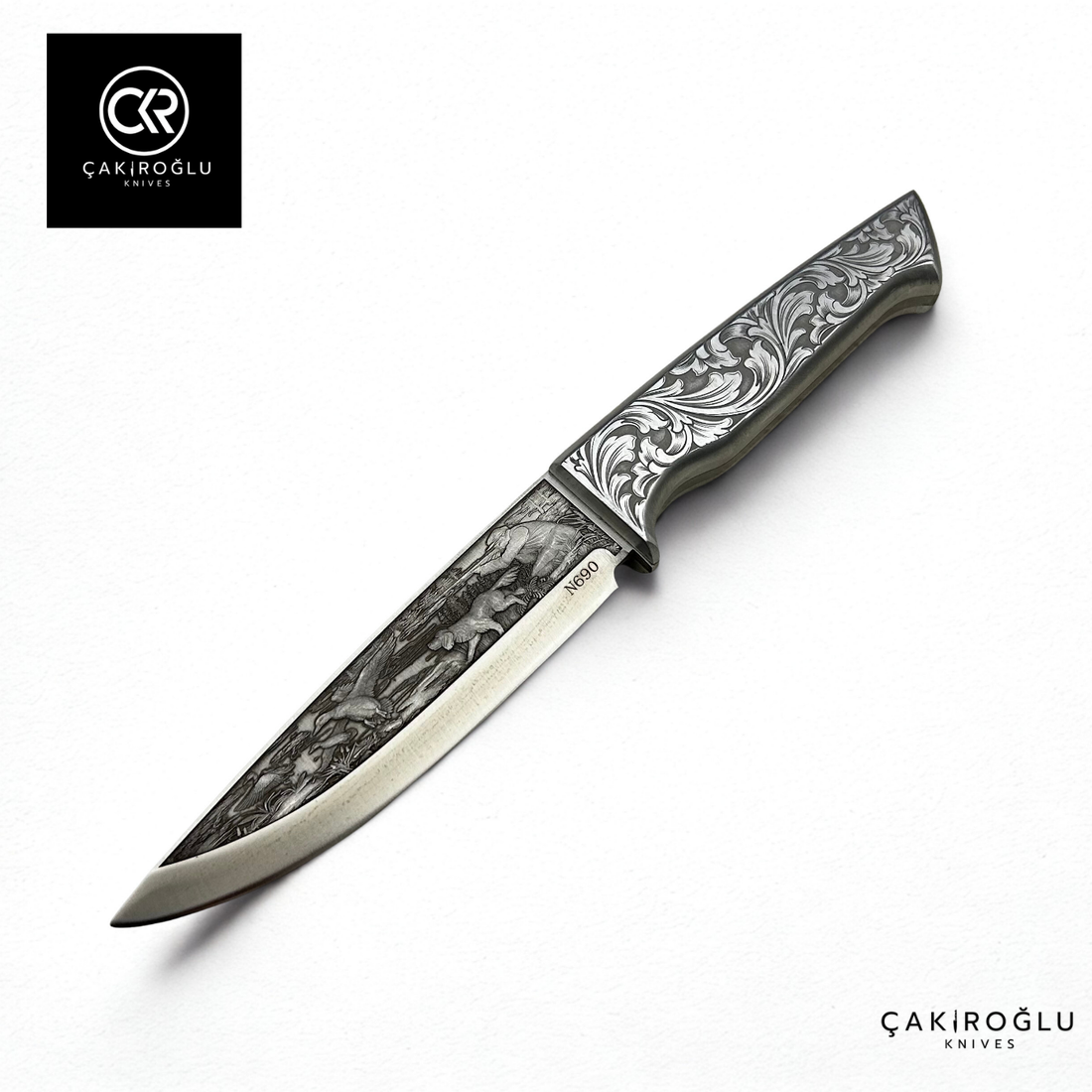 Custom-made Handcrafted 3d Engraved Collection Knife - Engraved Handle