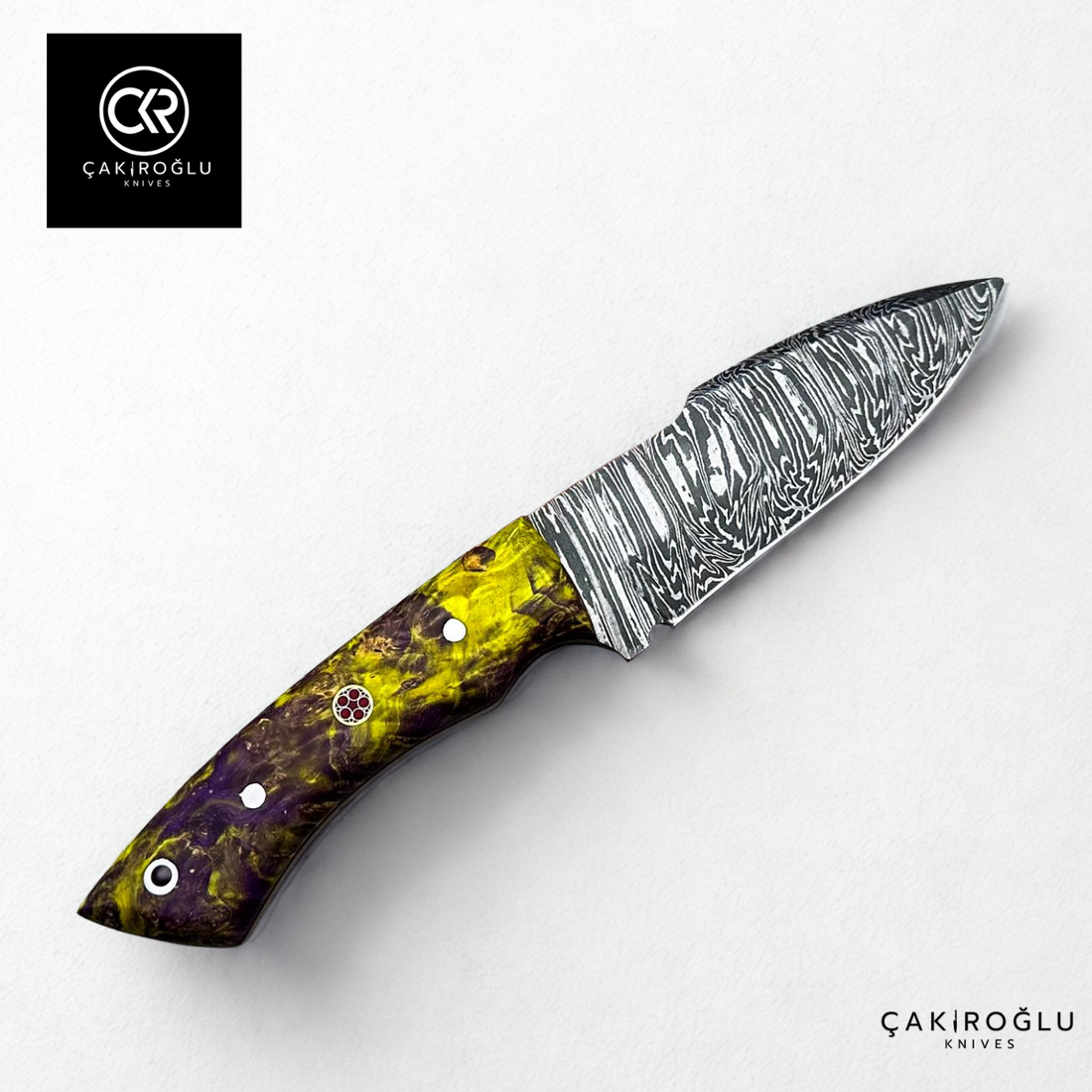 Handcrafted Custom-made Damascus Steel & Stabilized Handle Hunting Knife