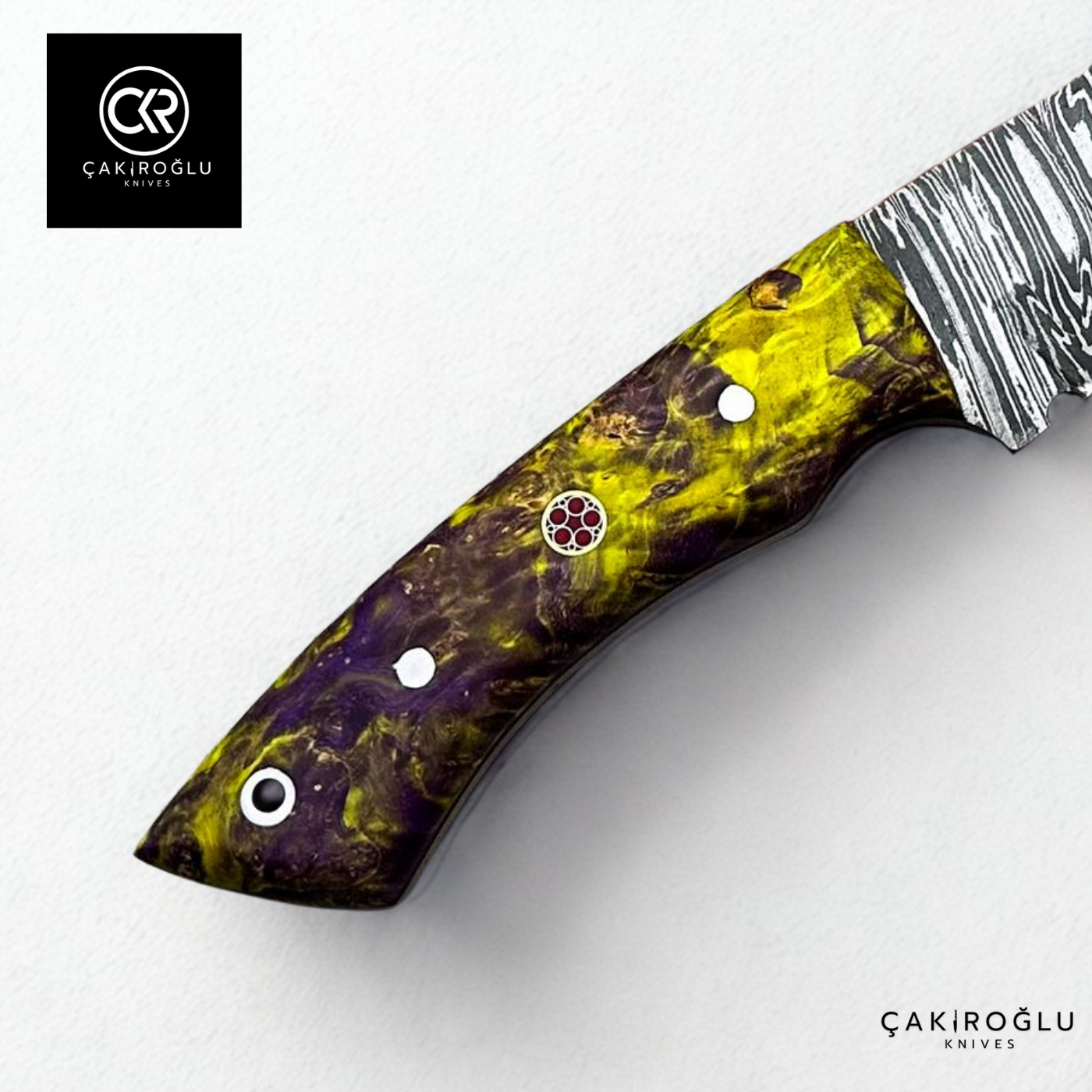 Handcrafted Custom-made Damascus Steel & Stabilized Handle Hunting Knife