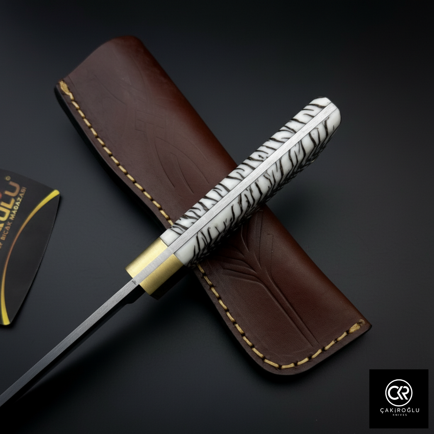 Handcrafted Custom-made Damascus Steel & Pine Cone Epoxy Handle Hunting Knife