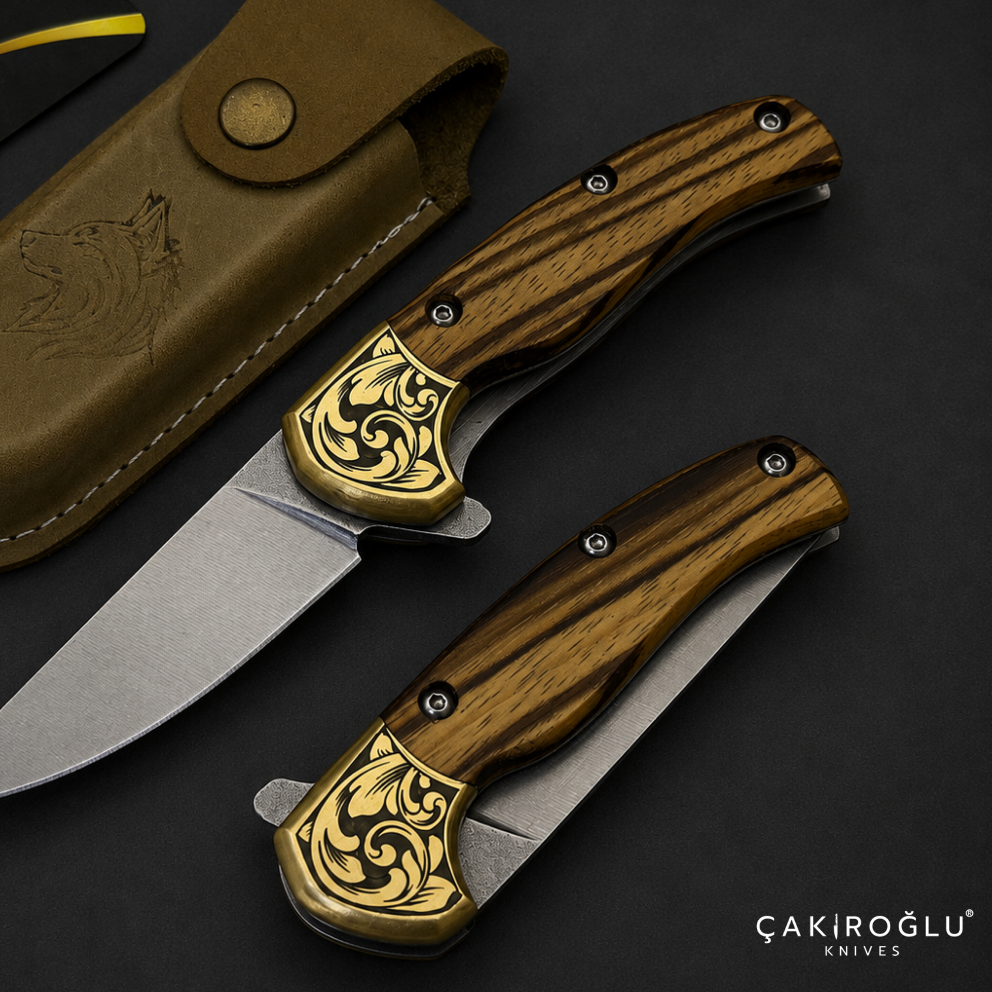 Handmade Custom Pocket Folding Knife with Sheath