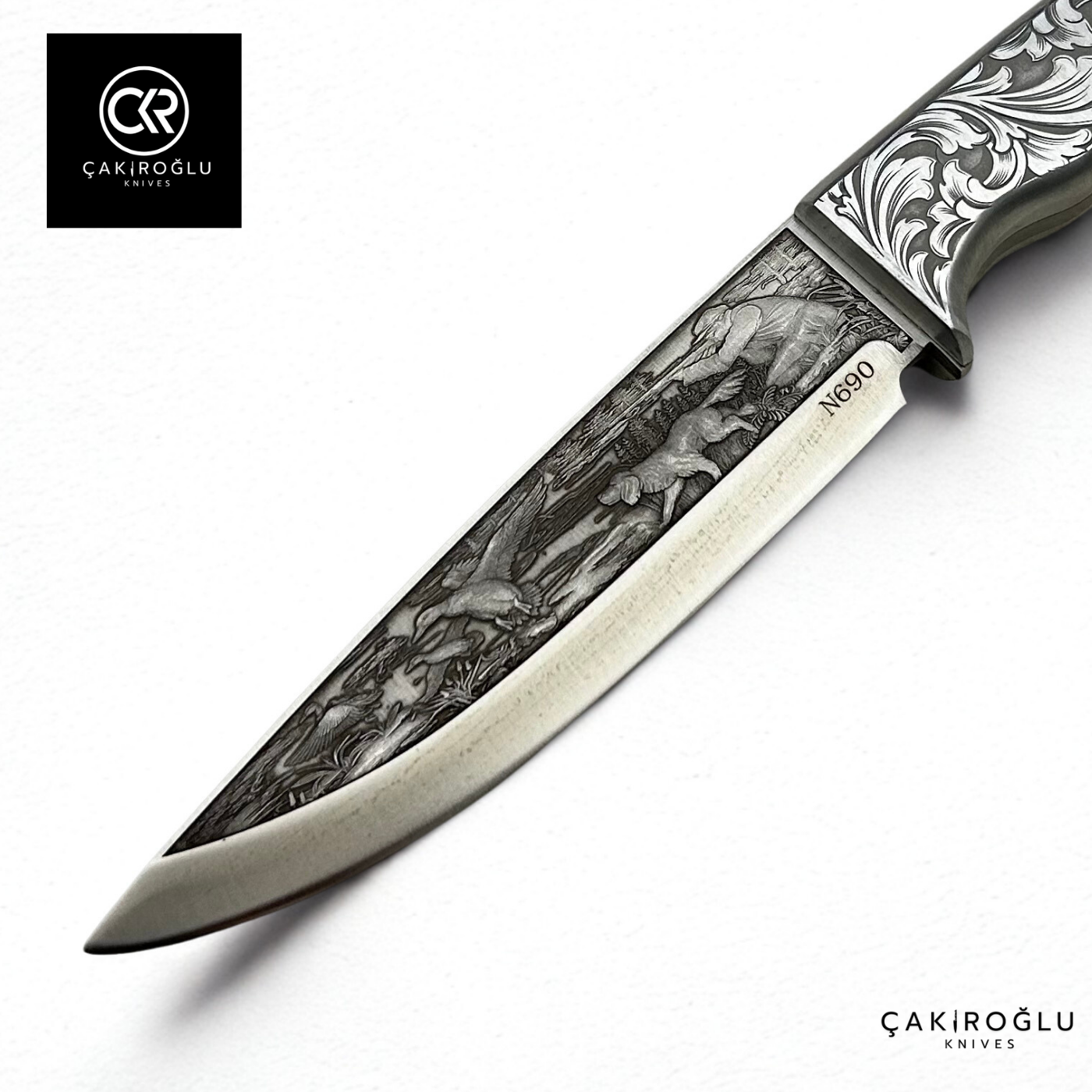 Custom-made Handcrafted 3d Engraved Collection Knife - Engraved Handle