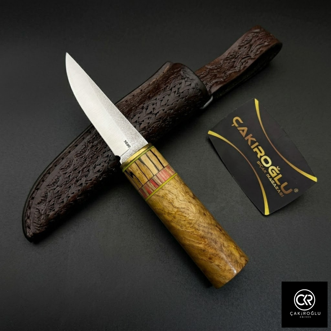Çakıroğlu Handmade Custom-made Böhler N690 Steel & Black Pepper Tree Handle Pukko Model Knife