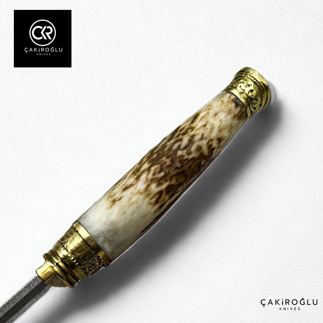 Handcrafted Custom Hunting Knife - Deer Antler Handle & N690 Steel