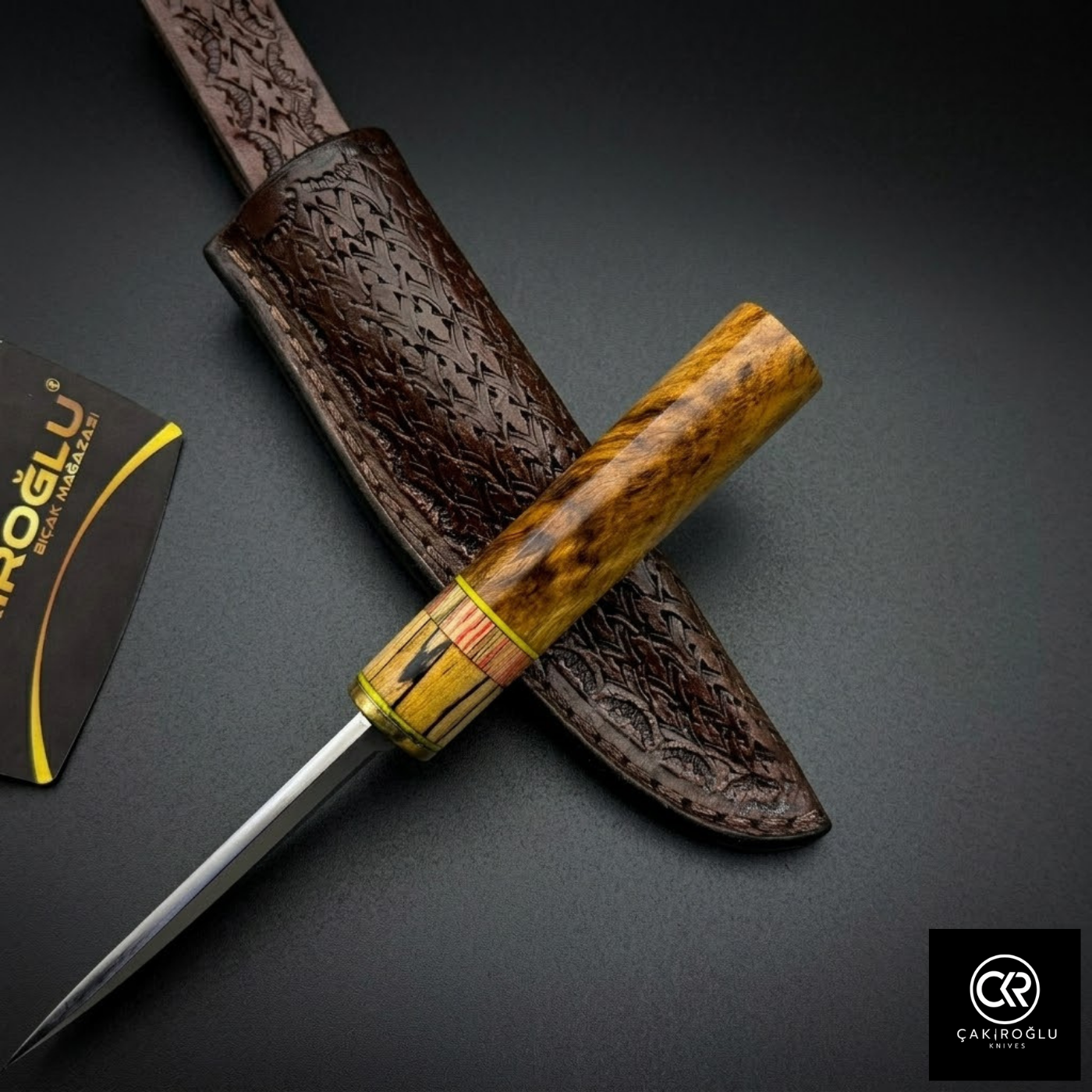 Çakıroğlu Handmade Custom-made Böhler N690 Steel & Black Pepper Tree Handle Pukko Model Knife