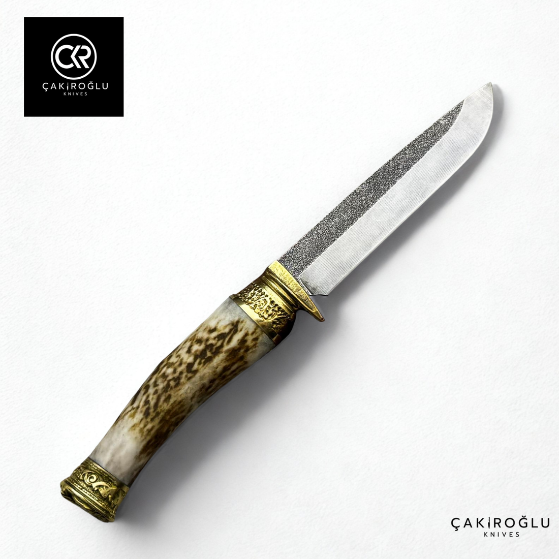 Handcrafted Custom Hunting Knife - Deer Antler Handle & N690 Steel