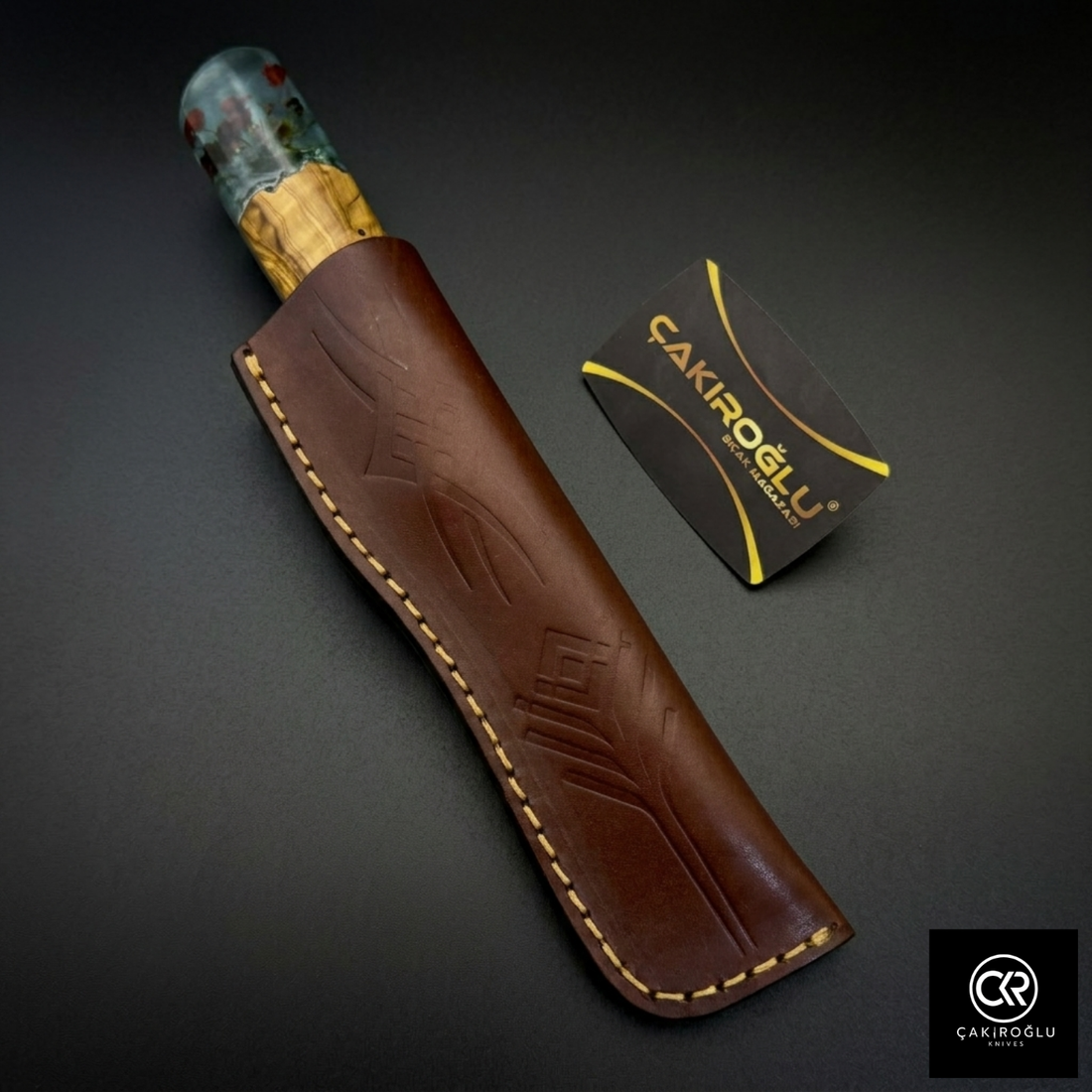 Handcrafted Damascus Steel Custom Pukko Knife - Epoxy Hybrid Handle