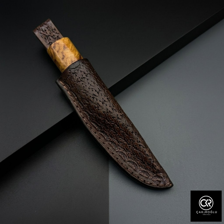 Çakıroğlu Handmade Custom-made Böhler N690 Steel & Black Pepper Tree Handle Pukko Model Knife