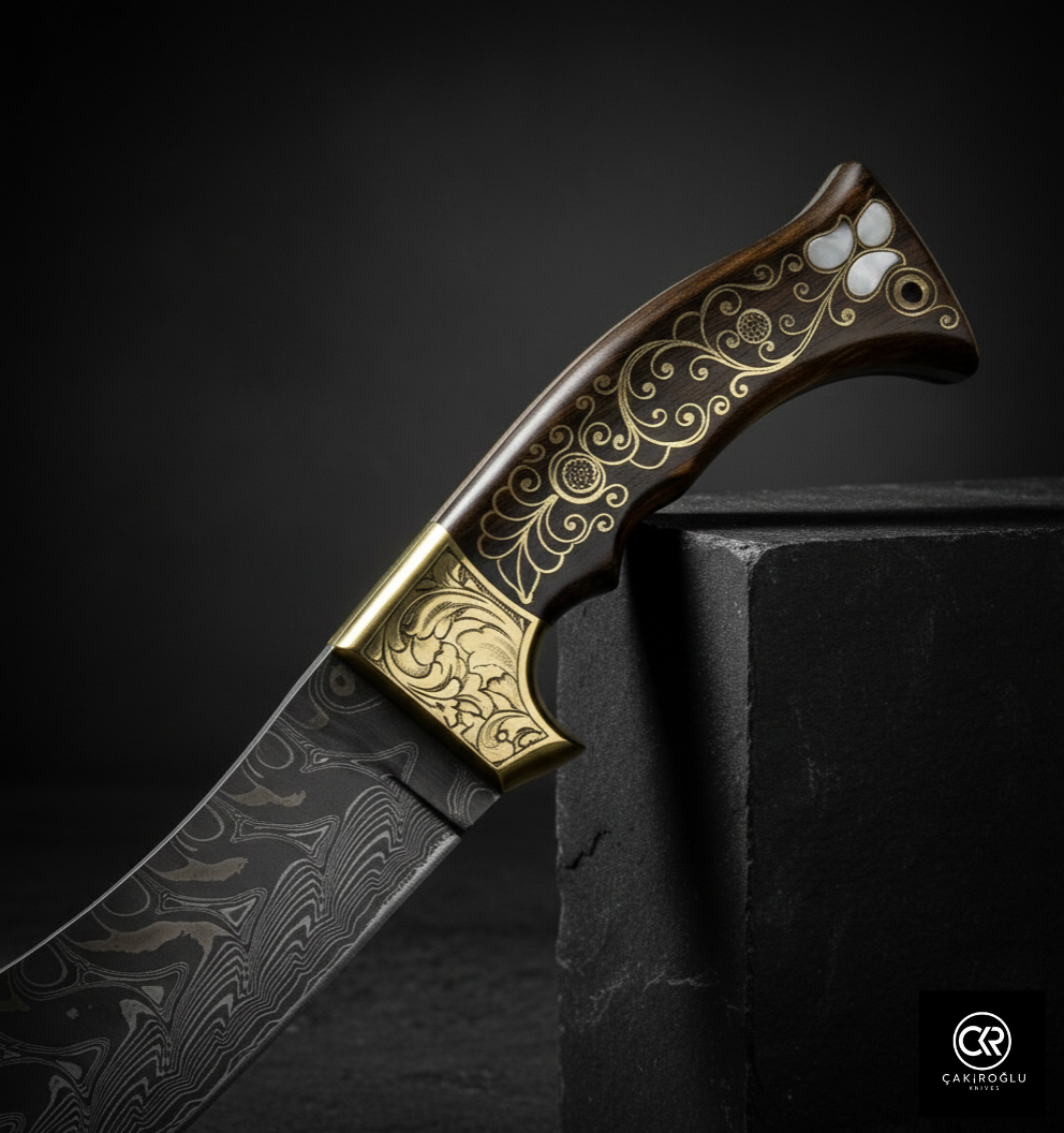 Limited Collector’s Edition Damascus Knife with Gold Engraving