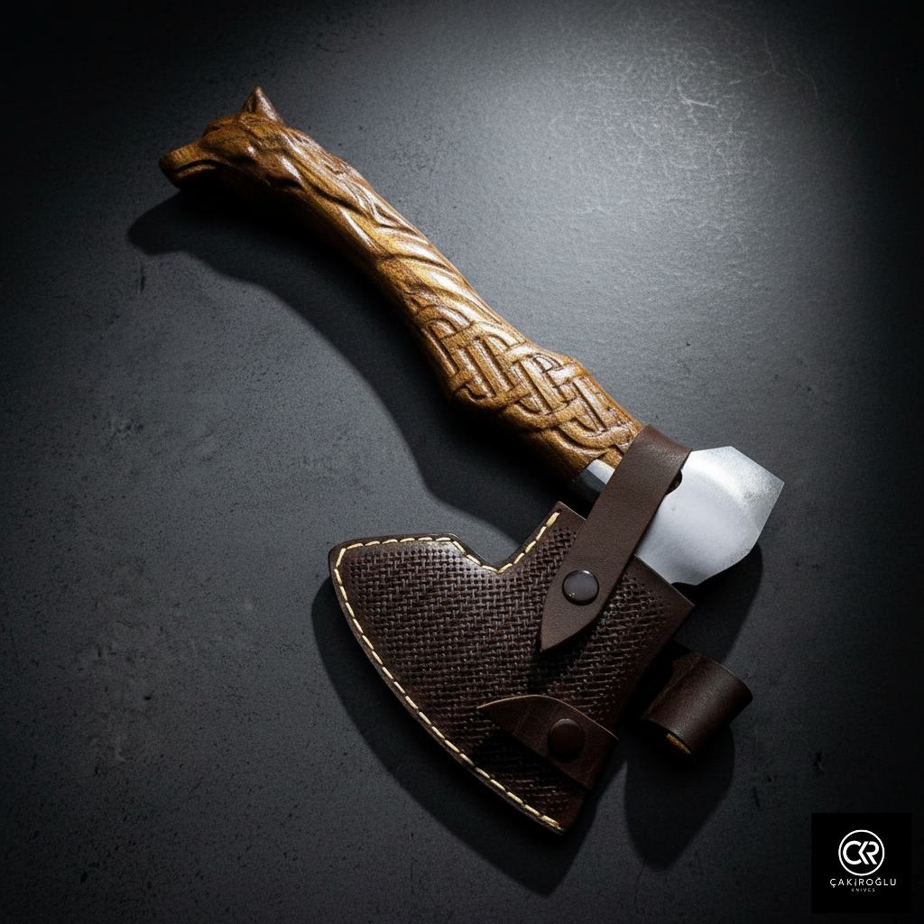 Specially Handworked Wolf Head Design Handmade Camping Axe