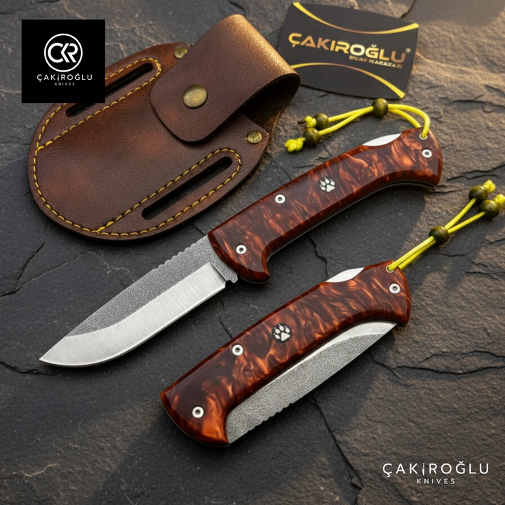 Göxon Altay - Epoxy Amber Handle Handcrafted Knife