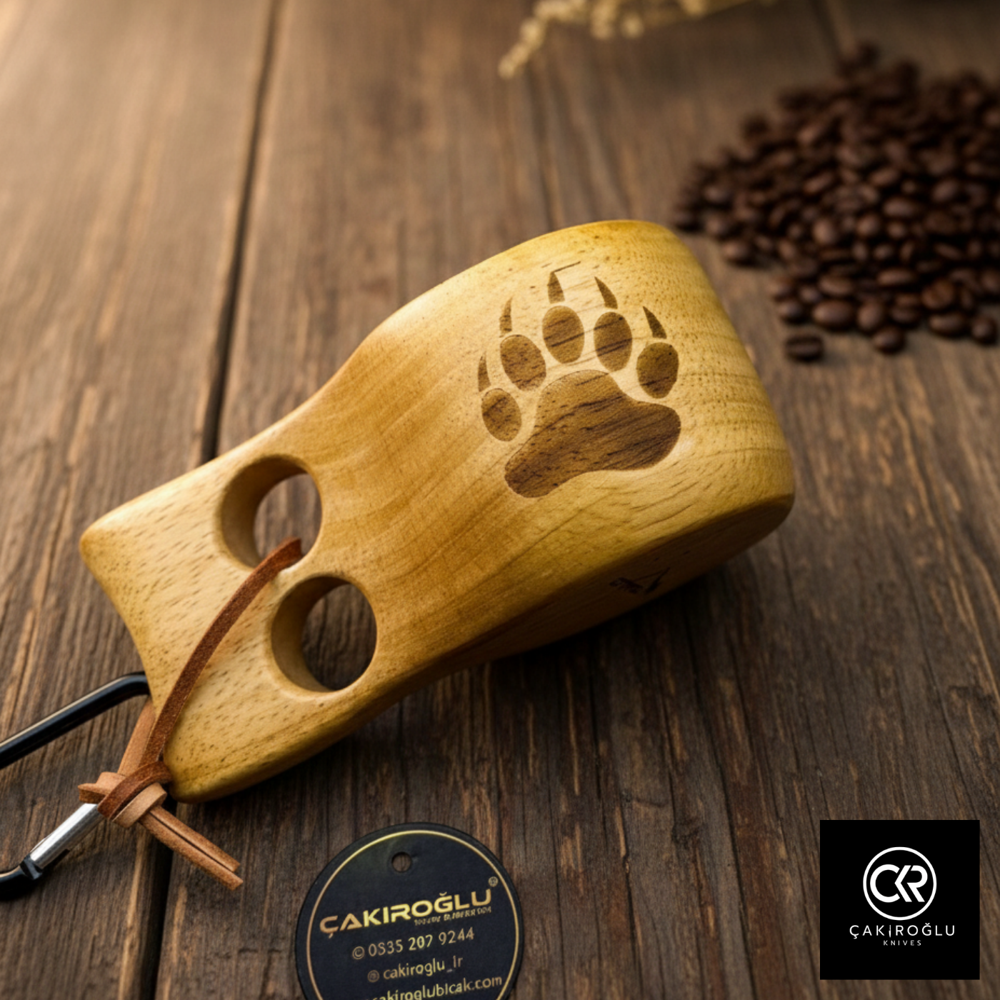 Handcrafted Kuksa Cup - The bear paw engraving