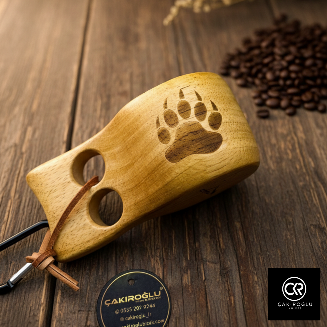 Handcrafted Kuksa Cup - The bear paw engraving