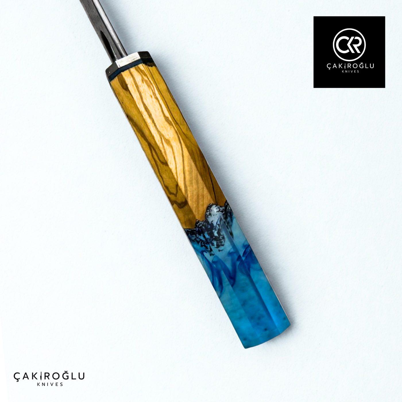 Damascus Steel & Epoxy Details Santoku Model Handcrafted Chef Knife - Limited Edition