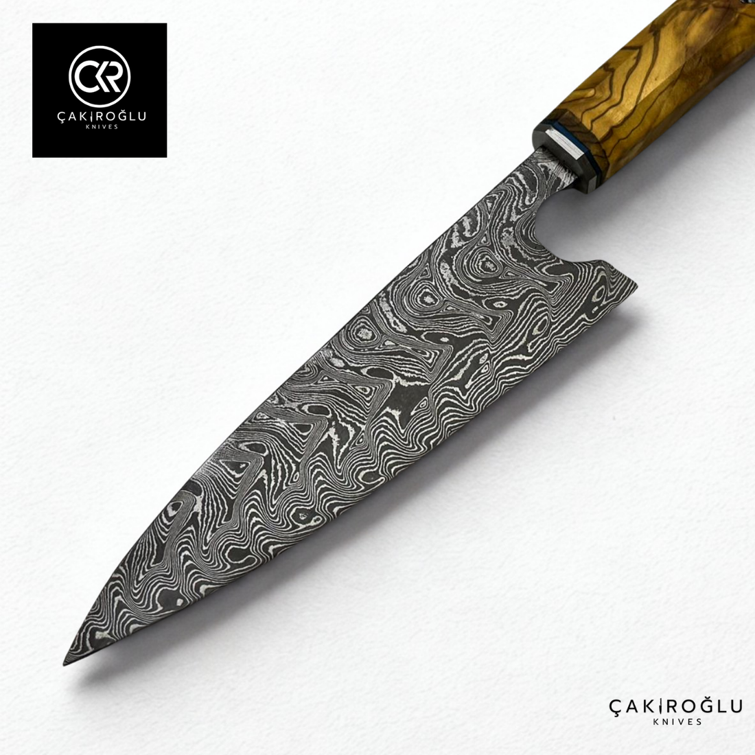 Damascus Steel & Epoxy Details Handcrafted Chef Knife - Limited Edition