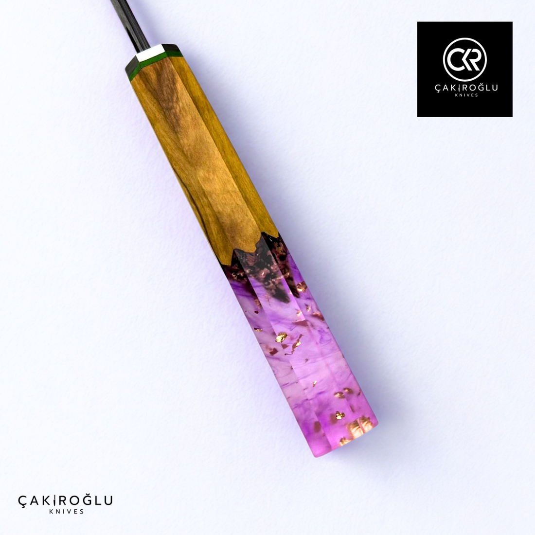 Damascus Steel & Epoxy Details Santoku Model Handcrafted Chef Knife - Limited Edition