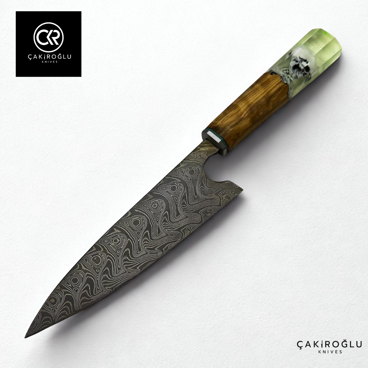 Damascus Steel & Epoxy Details Handcrafted Chef Knife - Limited Edition