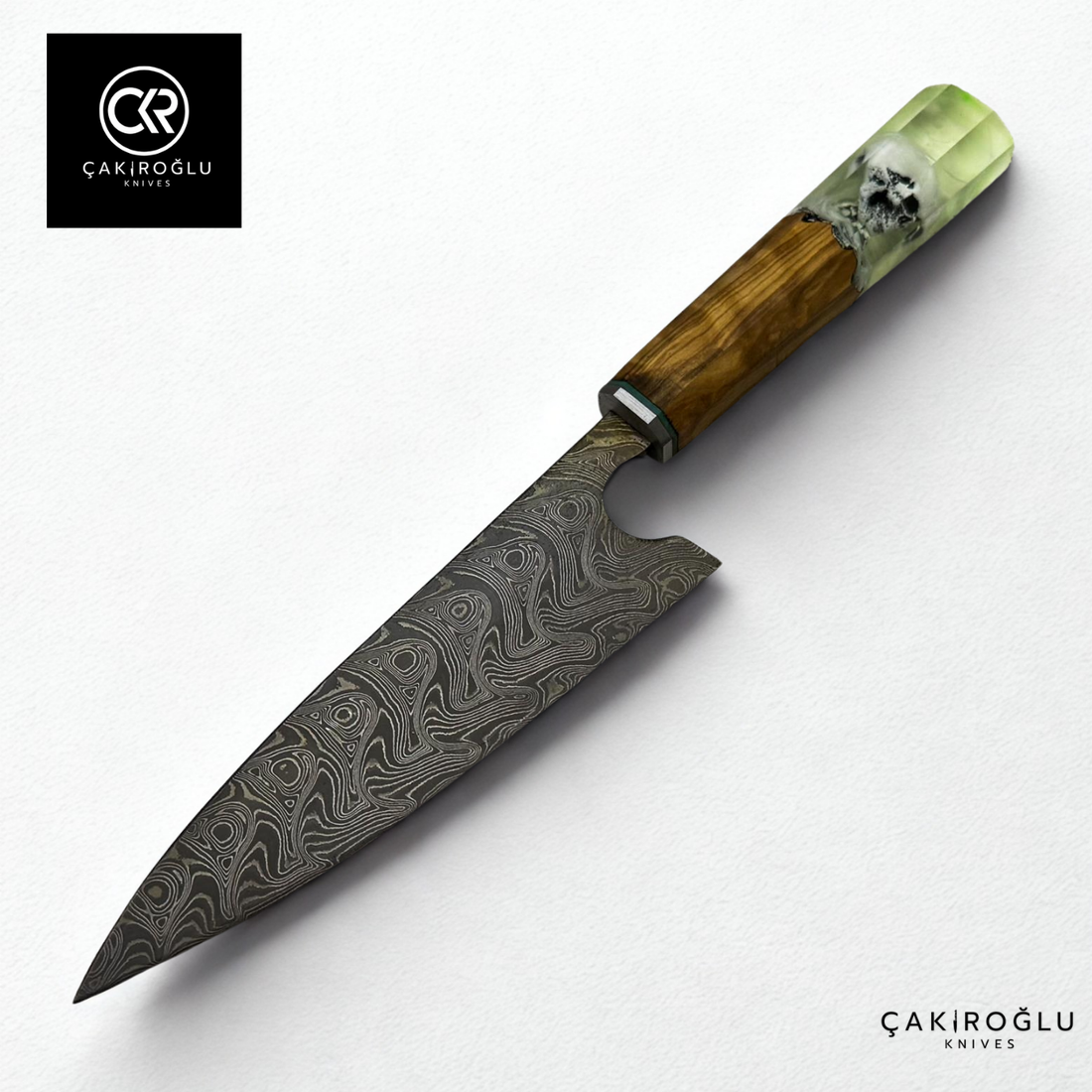 Damascus Steel & Epoxy Details Handcrafted Chef Knife - Limited Edition