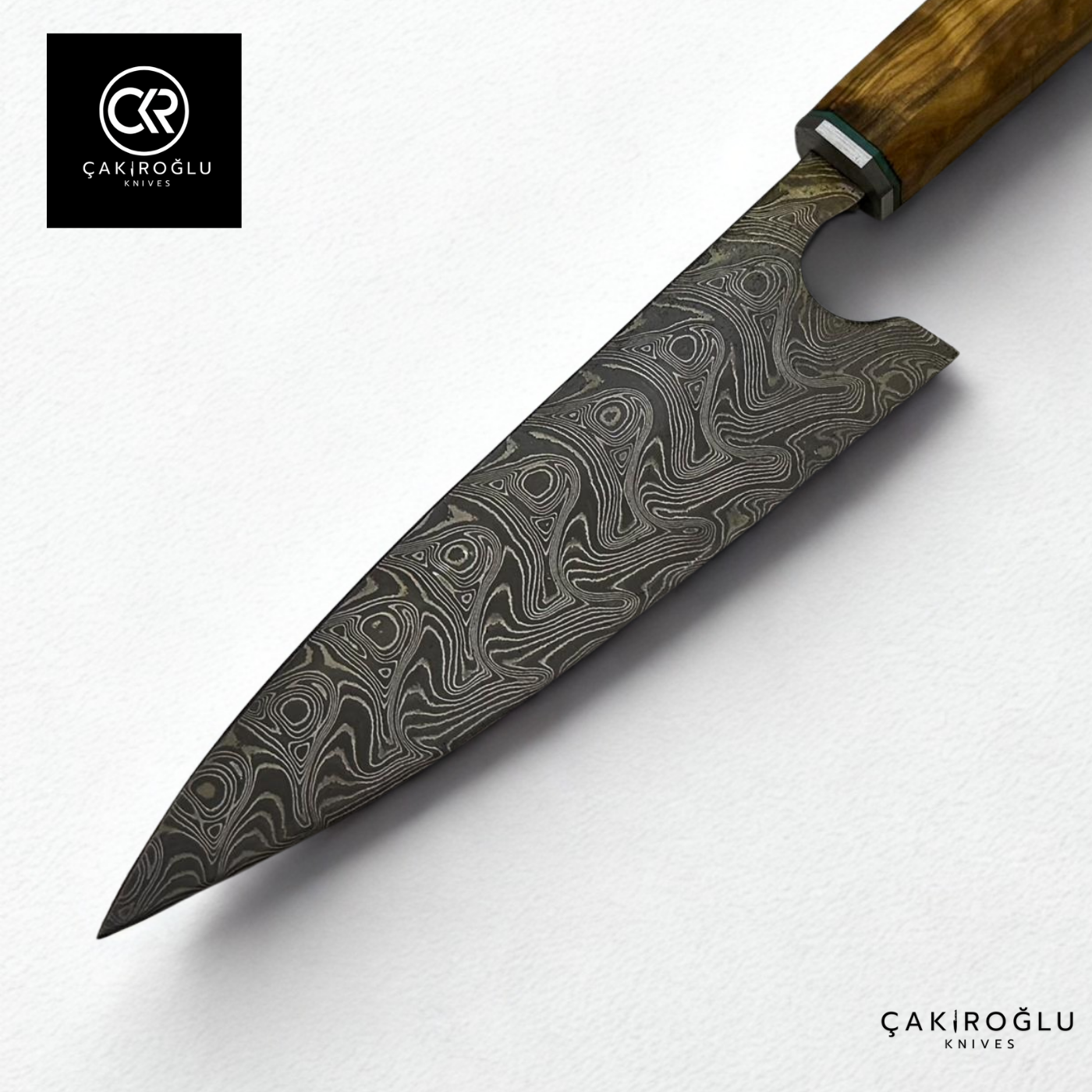 Damascus Steel & Epoxy Details Handcrafted Chef Knife - Limited Edition