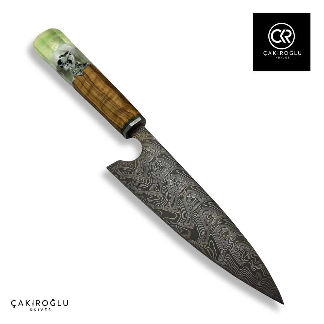 Damascus Steel & Epoxy Details Handcrafted Chef Knife - Limited Edition