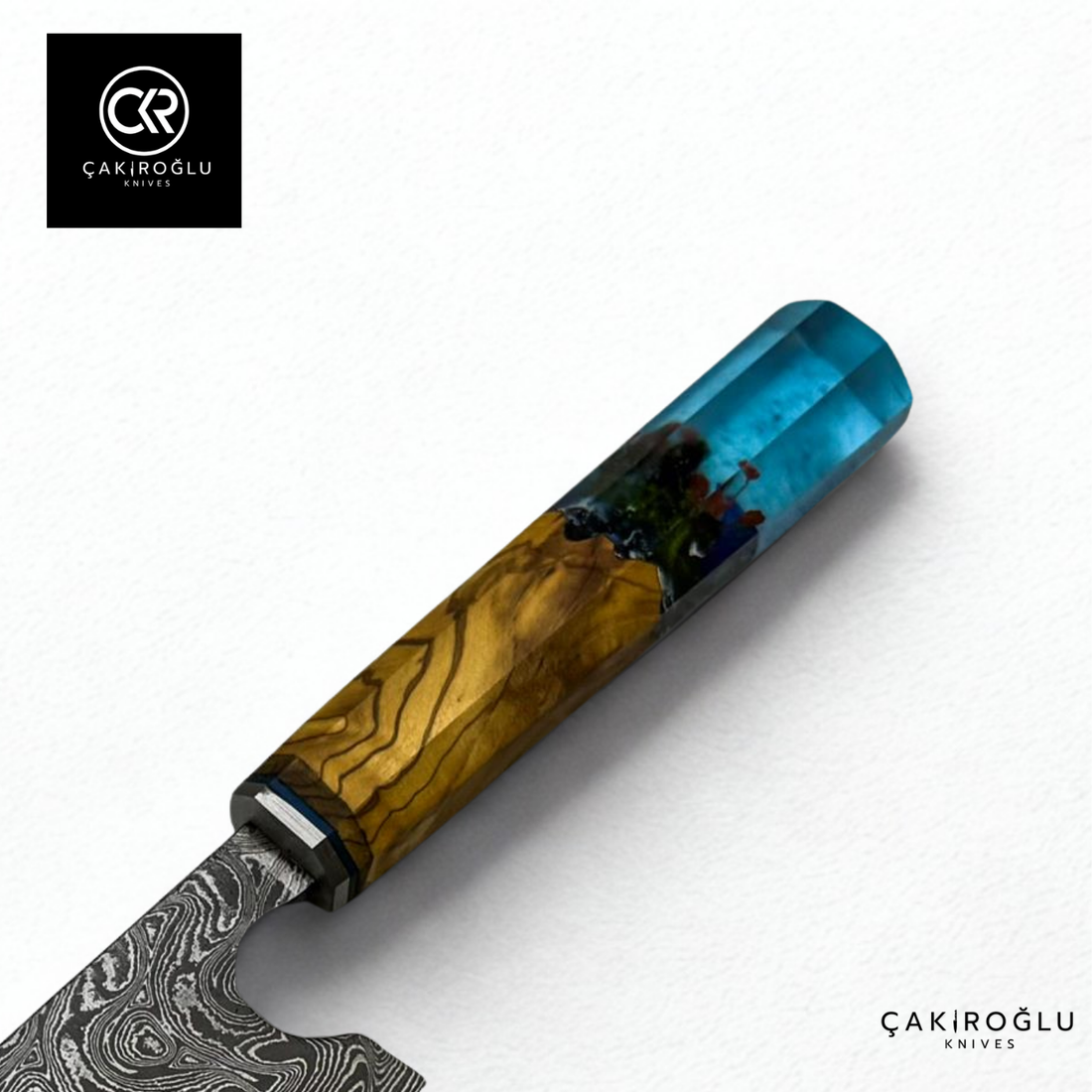 Damascus Steel & Epoxy Details Handcrafted Chef Knife - Limited Edition