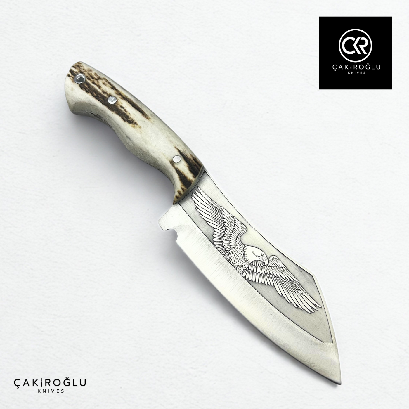 Handcrafted Custom Engraved Hunting Knife - N690 Böhler Steel & Deer Antler Handle