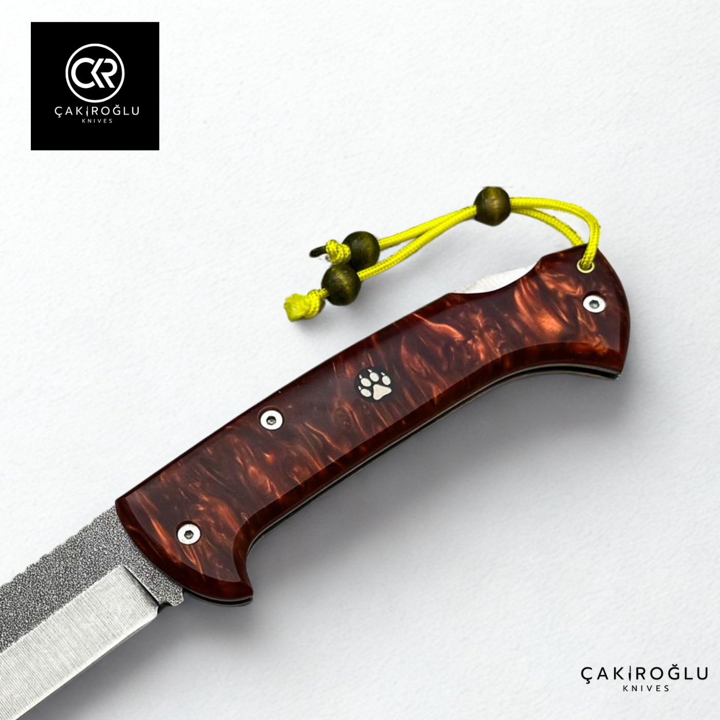 Göxon 207 v2 - Epoxy Amber Handle Handcrafted Knife