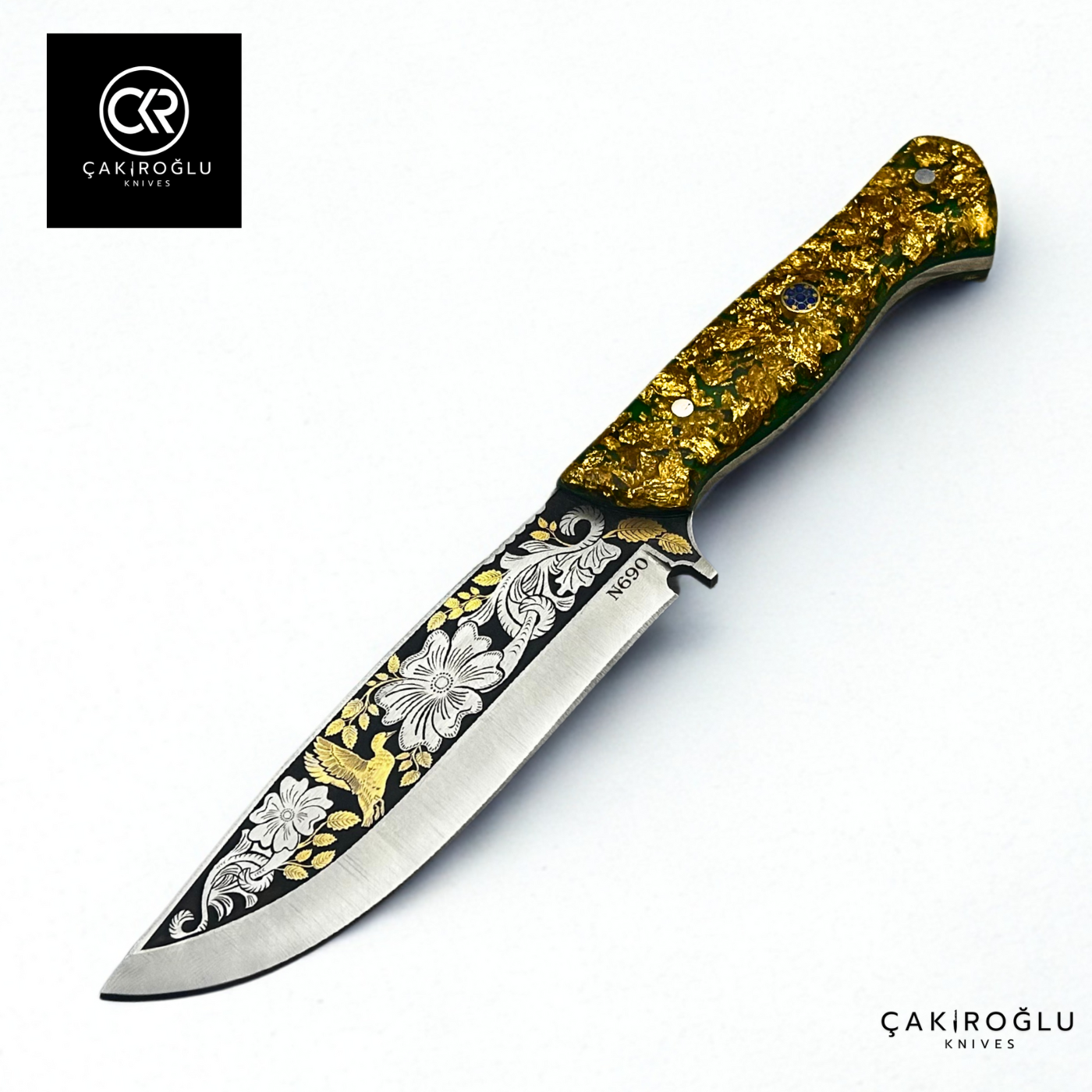 Golden Dust V2 - Limited Collector’s Edition N690 Knife with Gold Engraving & Golden Dust Handle