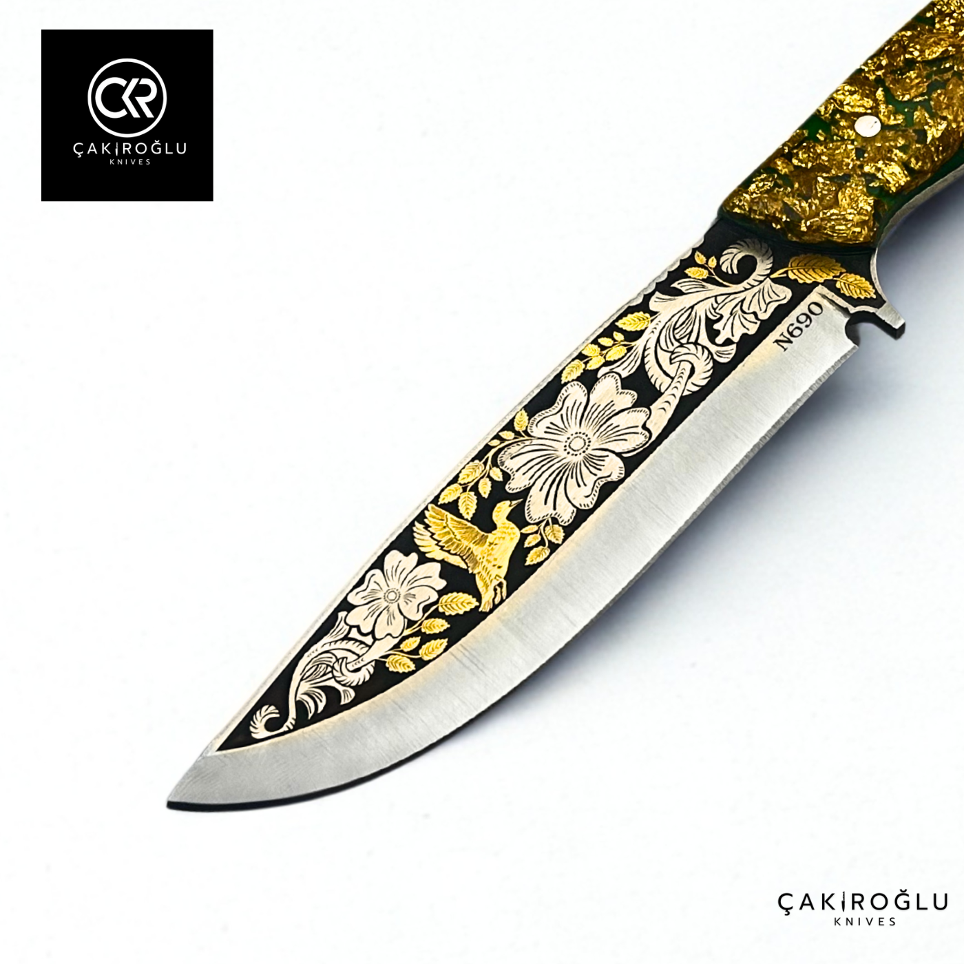 Golden Dust V2 - Limited Collector’s Edition N690 Knife with Gold Engraving & Golden Dust Handle
