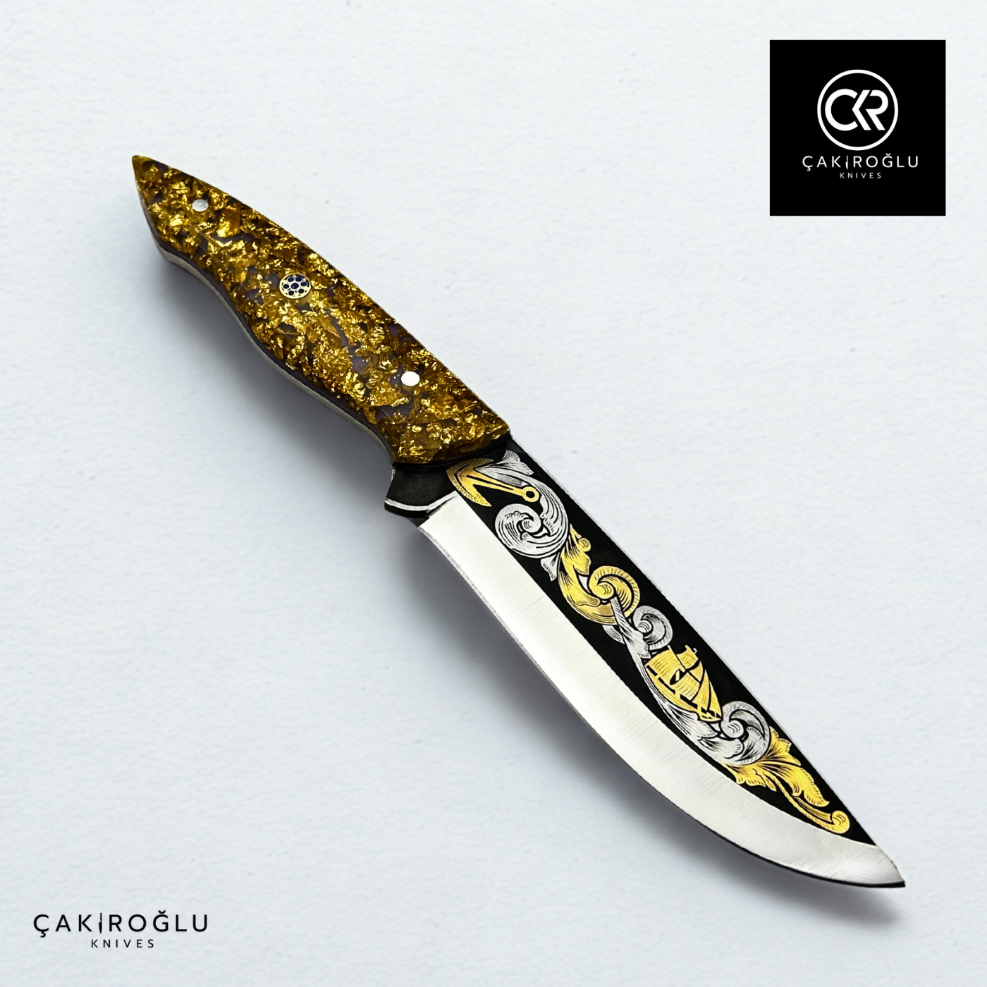 Golden Dust V1 - Limited Collector’s Edition N690 Knife with Gold Engraving & Golden Dust Handle